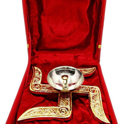 Brass Swastik Diya for Pooja